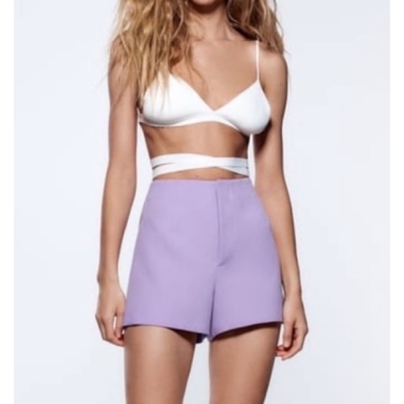 ZARA • Lavender/Lilac/Purple High-Waisted Mini Shorts - Picture 16 of 16